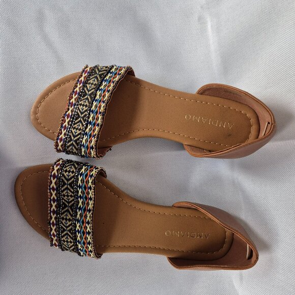 ANDIAMO COLORFUL PRINT  FLAT SANDAL - Picture 1 of 4